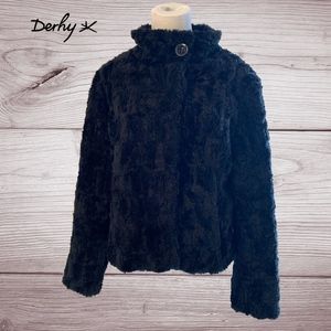 NWT Derhy Parisian Faux Fur Black Jacket